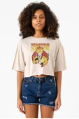 Demon Slayer Anime Zenitsu Poster Bej Kadın Crop Tshirt - 1
