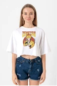 Demon Slayer Anime Zenitsu Poster Beyaz Kadın Crop Tshirt thumbnail 1