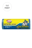 Battal Boy Çöp Torbası 75 x 90 cm 10 Lu Rulo x 5 Paket = 50 Adet (Mavi) - 1