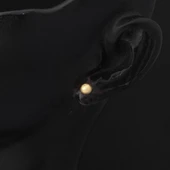 14 Ayar Altın Mat Top Küpe 4 mm. thumbnail 3