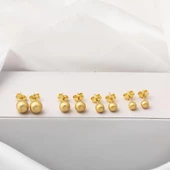 14 Ayar Altın Mat Top Küpe 4 mm. thumbnail 7