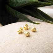 14 Ayar Altın Mat Top Küpe 4 mm. thumbnail 2