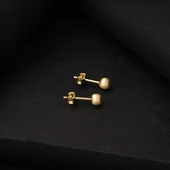 14 Ayar Altın Mat Top Küpe 4 mm. thumbnail 5