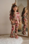 KIZ ÇOCUK PAPATYA DESENLİ 3 İPLİK PAMUK EŞOFMAN TAKIMI - 3