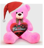 Yeni Yıla Özel : Elinde Baskılı Kalbi Ve Noel Şapkalı 90 cm Papyonlu Peluş Ayıcık - Yeni Yıl Temalı thumbnail 7