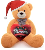 Yeni Yıla Özel : Elinde Baskılı Kalbi Ve Noel Şapkalı 90 cm Papyonlu Peluş Ayıcık - Yeni Yıl Temalı thumbnail 10