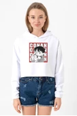 Detective Conan Anime Conan Beyaz Optik Kadın Crop Kapşonlu thumbnail 1