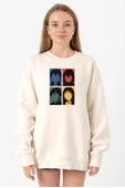 Erased Anime All Main Character Minimal Colorful Art Ekru Kadın 2ip Sweatshirt thumbnail 1