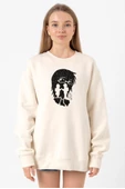 Erased Anime Black White Silhoette Ekru Kadın 2ip Sweatshirt thumbnail 1
