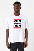 Forrest Gump Run Forrest Run Beyaz Erkek Oversize Tshirt thumbnail 1