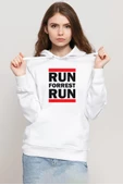 Forrest Gump Run Forrest Run Beyaz Kadın 3ip Kapşonlu Sweatshirt thumbnail 1