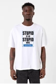 Forrest Gump Stupid Is As Stupid Does Beyaz Erkek Oversize Tshirt - 1