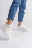 ALESSİ Bağcıklı Ortopedik Taban Kadın Sneaker Ayakkabı BT Kırık Beyaz - 1
