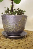 Saksı El İşi Hand Made Canlı Çiçekli mor - 1