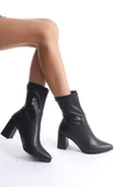 Peko Siyah Streç Kalın Topuklu Esnek Günlük Bot - 1