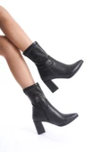 Peko Siyah Streç Kalın Topuklu Esnek Günlük Bot - 3