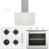 Arçelik Eko Beyaz Cam Ankastre Set 65cm (AFC231B+OCDT651EB+ADE605HB) - 1