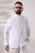 Beyaz Erkek Rahat Kesim Hakim Yaka Şile Bezi Hac ve Umre Gömlek - 1