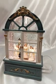 Yılbaşı Noel Pencere Tasarımlı Kar Küresi Noel Baba Karakter Işık kahve Yeni Yıl Melek Kanat - 4