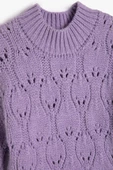 Koton Kız Çocuk Örgü Kazak Ajurlu Yuvarlak Yaka Uzun Kollu Yumuşak Dokulu thumbnail 3