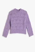 Koton Kız Çocuk Örgü Kazak Ajurlu Yuvarlak Yaka Uzun Kollu Yumuşak Dokulu thumbnail 1