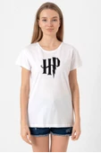 HP Logo Beyaz Kadın Bisikletyaka Tshirt thumbnail 1
