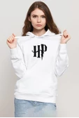 HP Logo Beyaz Kadın 3ip Kapşonlu Sweatshirt thumbnail 1