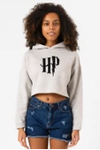 HP Logo Grimelanj Kadın Crop Kapşonlu thumbnail 1
