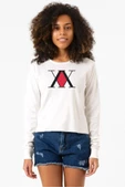 Hunter x Hunter Anime Logo Ekstra Uzunkol Sweatshirt Ekru thumbnail 1