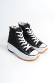ROMA Bağcıklı Ortopedik Taban Kadın Sneaker Ayakkabı BT Siyah - 4