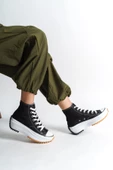 ROMA Bağcıklı Ortopedik Taban Kadın Sneaker Ayakkabı BT Siyah - 2