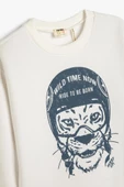 Koton Erkek Çocuk Sweatshirt Kaplan Baskılı Bisiklet Yaka Uzun Kollu Şardonlu - 3