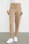Bel Detaylı Rahat Kalıp Kumaş Pantolon - Bej thumbnail 4