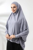 Gri Hazır Pratik Sultanbaş Tesettür Kollu Penye Sufle Eşarp Hijab thumbnail 2