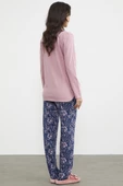 Açık Yaka Düğmeli Pijama Takım - Pembe - 6
