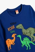 Koton Erkek Bebek Sweatshirt Dinozor Baskılı Bisiklet Yaka Uzun Kollu Şardonlu Pamuklu - 3