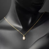 Baget Tek Taşlı 14 Ayar Altın Kolye thumbnail 4