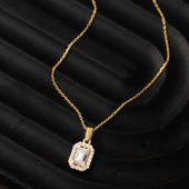 Baget Tek Taşlı 14 Ayar Altın Kolye thumbnail 2