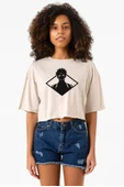 Jujutsu Kaisen Anime Sukuna White Head Bej Kadın Crop Tshirt - 1