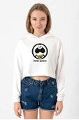 Kung Fu Panda Inner Peace Ekru Kadın Crop Kapşonlu - 1