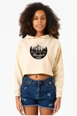 Let The Adventure Begin Bej Kadın Crop Kapşonlu thumbnail 1