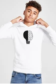 Lightbulb & Brain Beyaz Çocuk 3ip Kapşonlu  Sweatshirt thumbnail 1