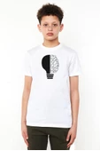 Lightbulb & Brain Beyaz Çocuk Bisikletyaka Tshirt - 1