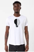 Lightbulb & Brain Beyaz Erkek Bisikletyaka Tshirt - 1