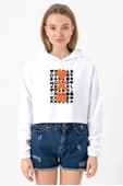 Love Death Robots Orange Beyaz Optik Kadın Crop Kapşonlu thumbnail 1
