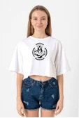 Monogatari Anime Koyomi Vampire Symbol Beyaz Kadın Crop Tshirt - 1