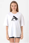 Monogatari Anime Suruga Monkey Symbol Beyaz Kadın Oversize Tshirt thumbnail 1