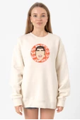 Monogatari Anime Takeo Gouda Circle Poster Ekru Kadın 2ip Sweatshirt - 1