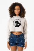 Oogie Boogie Beyaz Kırçıllı Kadın Crop Kapşonlu thumbnail 1