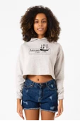 Outlander Artemis Crew Beyaz Kırçıllı Kadın Crop Kapşonlu thumbnail 1